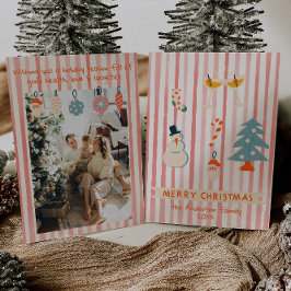 ヴィンテージ赤図解入りの、写真付きののカラフルクリスマスおもしろい シーズンカード