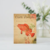 ヴィンテージ赤岩魚フローラ花フランスの ポストカード (スタンド正面)