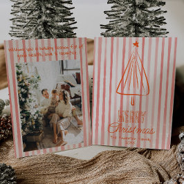 ヴィンテージ赤手引きクリスマス抽象芸術ツリー シーズンカード