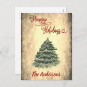 ヴィンテージ赤書幸せな休日 シーズンポストカード (正面/裏面)