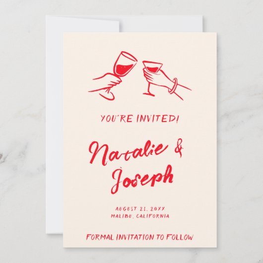 ヴィンテージ赤書手予測できなモダンの セーブザデート (裏面)