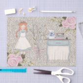 ヴィンテージ赤毛ガールバラタイプライターの切り離 薄葉紙 (クラフト)