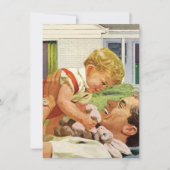 ヴィンテージ赤男性へちゃんシャワー,マンシャワー, Dadchelor 招待状 (正面)