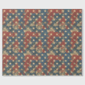 ヴィンテージ赤白青アメリカ国旗の星パターン ラッピングペーパー (フラット)