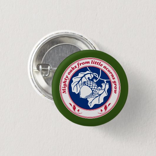 ヴィンテージ赤白青諺オークアコーンボタン 缶バッジ (正面&裏面)