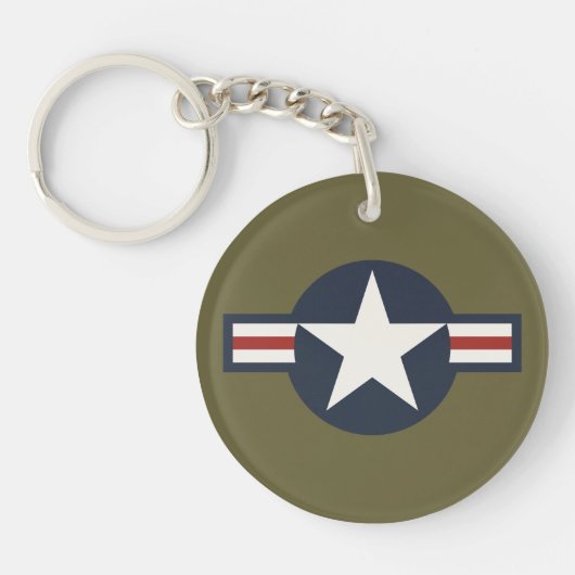 ヴィンテージ赤白青USAAF Insigniaスターバー キーホルダー (正面)
