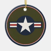 ヴィンテージ赤白青USAAF Insigniaスターバー セラミックオーナメント (正面)