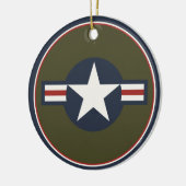 ヴィンテージ赤白青USAAF Insigniaスターバー セラミックオーナメント (左)
