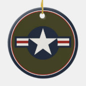 ヴィンテージ赤白青USAAF Insigniaスターバー セラミックオーナメント (裏面)