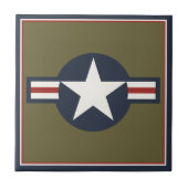 ヴィンテージ赤白青USAAF Insigniaスターバー タイル (正面)