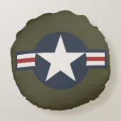 ヴィンテージ赤白青USAAF Insigniaスターバー ラウンドクッション (裏面)
