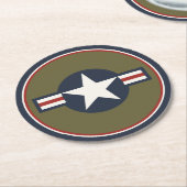 ヴィンテージ赤白青USAAF Insigniaスターバー ラウンドペーパーコースター (アングル)