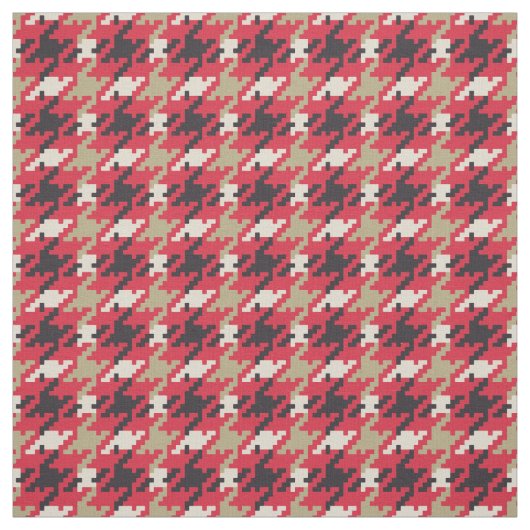 ヴィンテージ赤白黒格子千鳥格子のパターン ファブリック (見本)