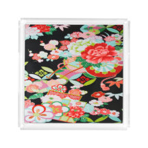 ヴィンテージ赤着物日本のフローラ花