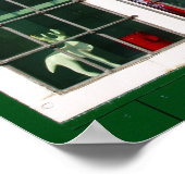 ヴィンテージ赤緑の白いオランダウィンドウの民間伝承 ポスター (角)