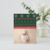 ヴィンテージ赤緑アーガイルクリスマスツリー写真 ポストカード (スタンド正面)