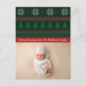 ヴィンテージ赤緑アーガイルクリスマスツリー写真 ポストカード (正面)