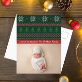 ヴィンテージ赤緑アーガイルクリスマスツリー写真 ポストカード