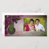 ヴィンテージ赤緑写真クリスマスカード シーズンカード (正面/裏面)