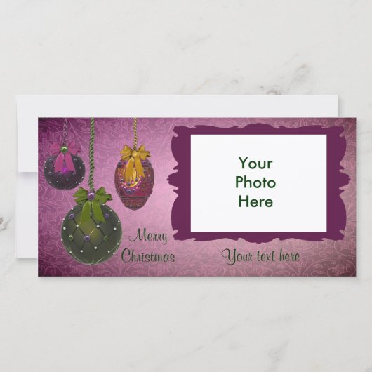 ヴィンテージ赤緑写真クリスマスカード シーズンカード (正面)