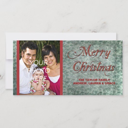 ヴィンテージ赤緑写真クリスマスカード シーズンカード (正面)