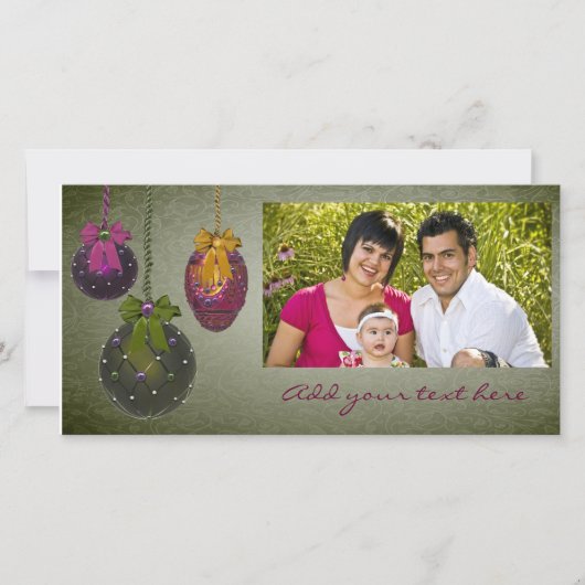 ヴィンテージ赤緑写真クリスマスカード シーズンカード (正面)