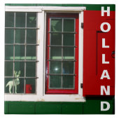 ヴィンテージ赤緑白オランダ伝統的窓 タイル (正面)