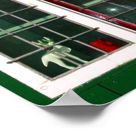 ヴィンテージ赤緑白オランダ伝統的窓 ポスター (角)