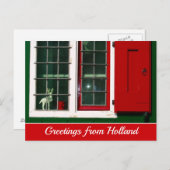ヴィンテージ赤緑白オランダ窓写真 ポストカード (正面/裏面)