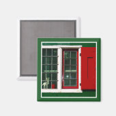 ヴィンテージ赤緑白オランダ窓写真 マグネット (正面/裏面)