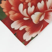 ヴィンテージ赤緑色珍重フローラ フリースブランケット (角)