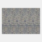 ヴィンテージ赤色青色鳥及びアネモネモリス模様 ラッピングペーパーシート (正面3)