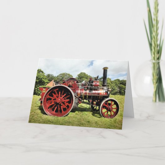 ヴィンテージ赤蒸気追跡エンジン カード (正面)