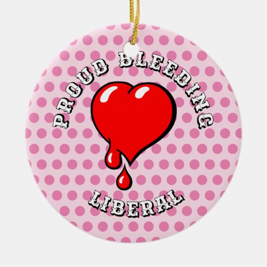 ヴィンテージ赤血ハートアー自由主義のト セラミックオーナメント (正面)