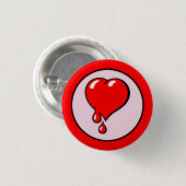 ヴィンテージ赤血ハートアー自由主義のト 缶バッジ (正面&裏面)