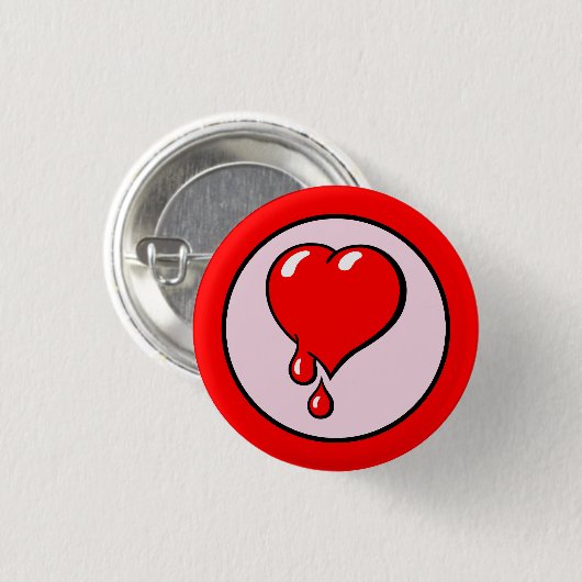 ヴィンテージ赤血ハートアー自由主義のト 缶バッジ (正面&裏面)