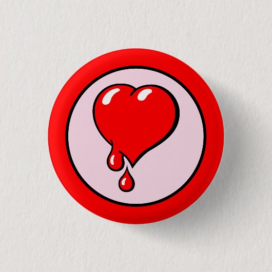 ヴィンテージ赤血ハートアー自由主義のト 缶バッジ (正面)