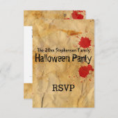 ヴィンテージ赤血(ばちゃばちゃ)跳ねるハローウィンパーティ 招待状 (正面/裏面)