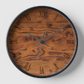 ヴィンテージ赤褐色の燃えた木材ローマ数字 壁時計 (正面)