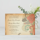 ヴィンテージ赤褐色フローラ旋回結婚式招待状 招待状 (スタンド正面)