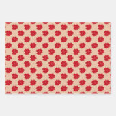 ヴィンテージ赤褐色ポインセチアス花柄 ラッピングペーパーシート (正面)