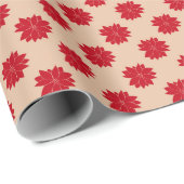 ヴィンテージ赤褐色ポインセチアス花柄 ラッピングペーパー (ロールコーナー)