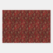 ヴィンテージ赤金ゴールドアールデコ図 ラッピングペーパーシート (正面3)