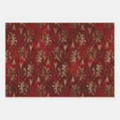 ヴィンテージ赤金ゴールドアールデコ図 ラッピングペーパーシート (正面)