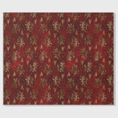ヴィンテージ赤金ゴールドアールデコ図 ラッピングペーパー (フラット)