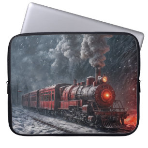 ヴィンテージ赤雪列車 ラップトップスリーブ
