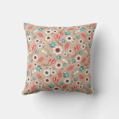 ヴィンテージ赤青フローラ花模様 クッション (裏面)