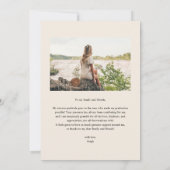 ヴィンテージ赤面とアイボリー花写真卒業 サンキューカード (裏面)