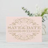 ヴィンテージ赤面とアンティーク金ゴールドフローリッシュ結婚ズ セーブザデート (スタンド正面)