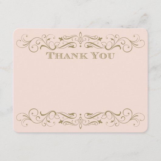 ヴィンテージ赤面とアンティーク金ゴールドフローリッシュ結婚ズ ノートカード (正面)